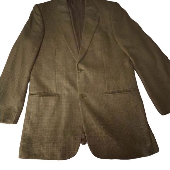 Versini 100% Silk Sport Coat Blazer Jacket Men’s 39 Long Beige/ Tan/ Woven - Picture 9 of 9